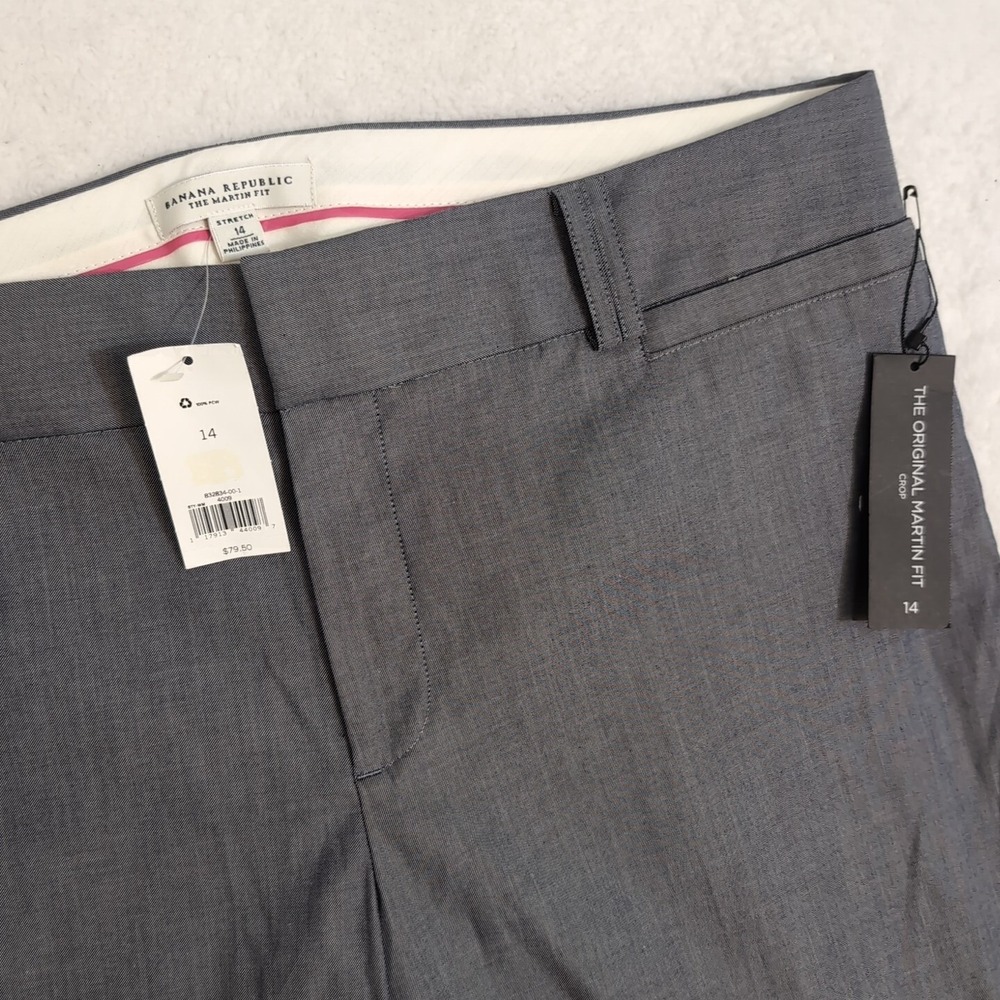 NEW Banana Republic The Martin Fit Cuffed Crop Pant Womens 14 36x26" Gray Cuffed